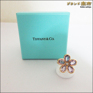 *TIFFANY & Co. ティファニー リング 指輪 ダイヤ K18 アメジスト スパークラー フラワー 花 9号 ゴールド*