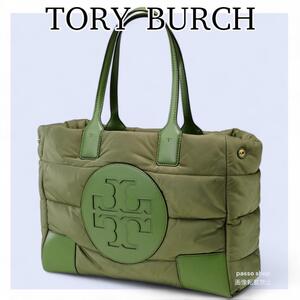 希少・大人気　トリーバーチ　エラ　トートバッグ　ナイロン　グリーン　A4 自立　レザー　緑　ToryBurch 正規品