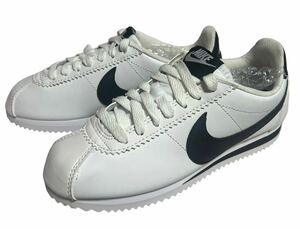 未使用品 17年 NIKE 807471-101 WMNS CLASSIC CORTEZ LEATHER ウィーメンズ クラシック レザーコルテッツ 白/黒 US5 22㎝