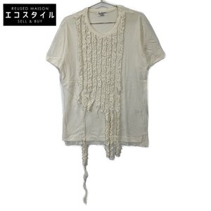 Yohji Yamamoto POUR HOMME ヨウジヤマモトプールオム HO-T58-074 ホワイト フリルTシャツ ホワイト 3 トップス コットン メンズ 中古