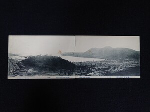 【古い絵葉書】韓国釜山港全景(其一)(其二) FUZAM PORT KOREA. 2枚組 パノラマ 戦前 古写真 明治期 朝鮮 韓国 釜山港 港 宛名面書き込み有