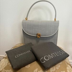 【美品保管品】COMTESSE コンテス ドイツ製　ホースヘア×レザー ハンドバッグ トートバッグ 上品なグレー　★1000　　