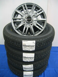 ブリヂストン サマー タイヤ K370 145/80R12 145/80-12 80/78N LT & アルミホイール セット 新品 4本 即納 軽バン 軽トラック用 自宅配送OK