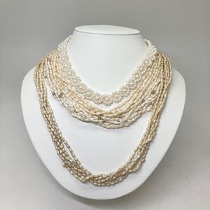 1円〜!!《silver本真珠ネックレス４点おまとめ》D 約126.5g 約41.0〜58.0cm pearl necklace jewelry パール DF7/- 106