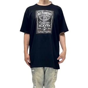 新品 大きい オーバーサイズ XXL 3XL 4XL 5XL対応 スレイヤー ジェフハンネマン ジャックダニエル 瓶 ボトルラベル ビッグTシャツ ロンT 可