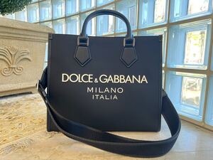 DOLCE&GABBANA ドルチェ＆ガッバーナ★黒 ナイロン トートバッグ 1回使用♪ｆメンズ