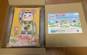 ベアブリック　BE@RBRICK 招き猫 ペコちゃん 銀メッキ　蓄光ミルキー入り 100％ & 400% 不二家　未開封　新作　当選品　　FUJIYA PECO 