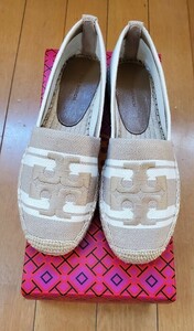 新品！トリーバーチ70798ロゴ刺繍Double T Logo Espadrilleエスパドリーユ/サイズ６・23cm