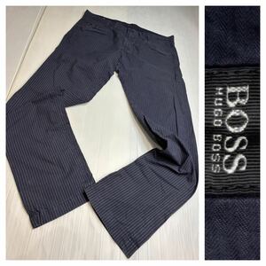 BOSS HUGO BOSS ヒューゴボス　トルコ製　紺×白　ストライプパンツ　W 36L 34 約97cm ネイビー×ホワイト