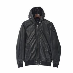 MH1145▽ディーゼル/DIESEL メンズS フーデッド レザージャケット ジップアップブルゾン グレー系