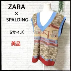 (b-260) ZARA×SPALDING Vネック ニット ベスト Sサイズ