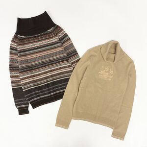 a17♪⑧ 〈カシミヤ100%☆〉 Aquascutum アクアスキュータム 2点まとめ 2点セット 長袖ニット タートルネック 8-9 S-M程 レディース 女性服