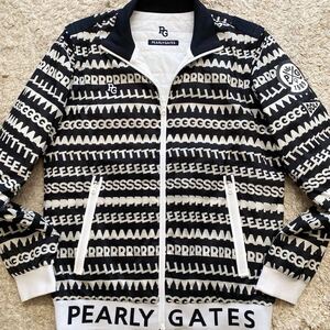 未使用級●Lサイズ●PEARLY GATES パーリーゲイツ 4way ジャケット 総柄 リバーシブル ブルゾン 中綿ジャケット 機能性◎ 軽量 ロゴ 黒