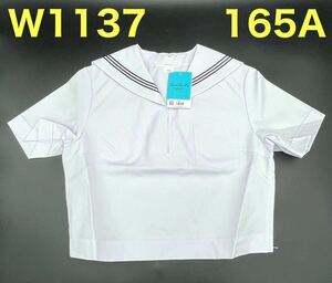 【新品未使用】夏セーラー服 夏物 夏用 半袖上衣 紺 3本ライン 165A 165cm 学生服 スクールウエア コスプレ 中学 高校 JK JC 【匿名配送】