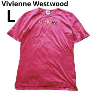 Vivienne Westwood ヴィヴィアンウエストウッド Tシャツ 半袖 L オーブ ピンク ワッペン ブランド レディース コットン ロゴ