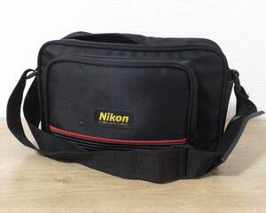 Nikon ニコン ロゴ付き カメラ・レンズ バッグ ショルダーバッグ ソフトタイプ ベルト付き 黒 中古品