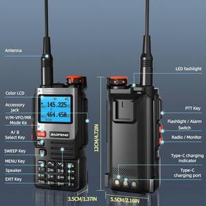 [２台セット] ハンドマイク付 大容量 Baofeng UV-K61 Pro エアバンド 144/430 広帯域 トランシーバー 日本語簡訳付 無線機 USB充電で防災に