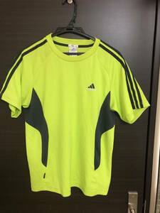 ADIDAS アディダス CLIMALITE　プラクティスシャツ　Ｍサイズ　黄緑（USED）～サッカー、フットサル、ランニング、スポーツ～