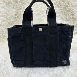 1円〜 PORTER porter ポーター ミニトートバッグ トートバッグ ペイント 日本製 Sサイズ 帆布 ユニセックス ブラック A5サイズ