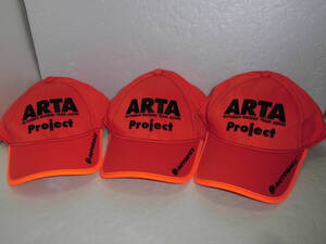 ①未使用 ARTA キャップ (帽子) 子供3枚セット オレンジ オートバックス SUPER GTアグリautobacs racing team aguri 鈴木亜久里ARTAprojec 