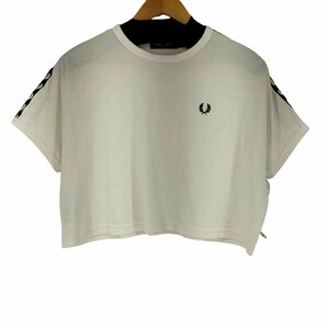 FRED PERRY(フレッドペリー) ロゴライン S/S クロップドTシャツ レディース US 6 中古 古着 0304