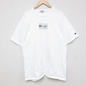 XL/古着 チャンピオン Champion 半袖 ブランド Tシャツ メンズ ワンポイントロゴ コットン クルーネック 白 ホワイト 24apr1