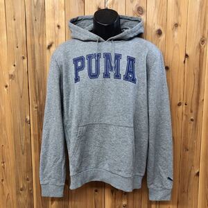 PUMA /プーマ メンズM グレー 長袖 スウェット トレーナー プルオーバーパーカー ビッグロゴ スポーツ カジュアル 古着