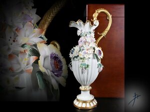 【雲】某名家買取品 MEISSEN マイセン 葡萄草花図花瓶 53cm 箱付 古美術品(旧家蔵出)J158 CVT9d75 UT3sg6