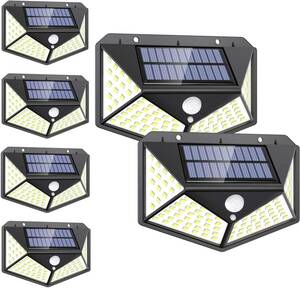 100LED ６個セット ソーラーライトソーラーライト屋外 ガーデンライト 4面発光 3つ知能モード IP65 防水 ソーラーセンサーライト 6個セット
