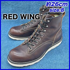 即決★RED WING 定価3.8万 2914 12年★26cm ワークブーツ レッドウィング 8D ダークブラウン ラインマン レーストゥトゥ エボニーハーネス