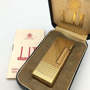 ★F01004/dunhill ダンヒル/ガスライター/ゴールド/箱付/着火未確認 す