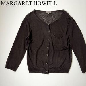 良品 MARGARET HOWELL マーガレットハウエル　リネンニットカーディガン リネンカーディガン　麻 トップス　羽織　アウター　レディース