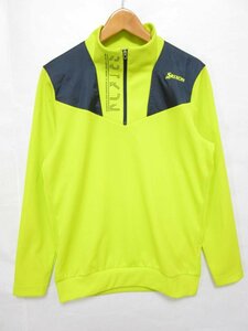 [送料込][メンズ][美品] SRIXON by DESCENTE スリクソンバイデサント プロスタイルシャツ M 黄×黒 長袖 前ハーフジップ /n962334