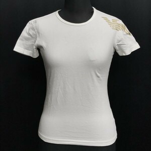 日本製/正規代理店タグ☆エンポリオアルマーニ/EMPORIO ARMANI☆ストレッチ/半袖Tシャツ【レディースS/白/white】ジョルジオ/Tops◇cBH900