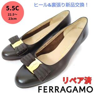 サルヴァトーレ・フェラガモ【Ferragamo】ヴァラ パンプス 濃茶色