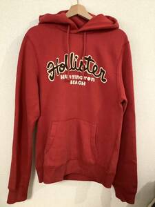 HOLLISTER ホリスター　ロゴワッペン　スウェットパーカー　Hooded フーディー アメカジ　ストリート　古着　レッド