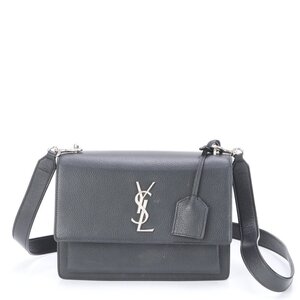 1円■極美品■YSL イヴ サンローラン■サンセット レザー ショルダーバッグ 斜め掛け ハンド トート シルバー 金具 レディース ELE BH5-7