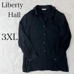 Liberty Hall/シャツ3L 金ボタン 長袖 ストライプ オフィス