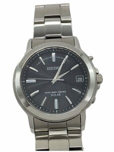 SEIKO◆ソーラー腕時計/アナログ/ステンレス/ブラック/シルバー/7B52-0AF0/箱・コマ付