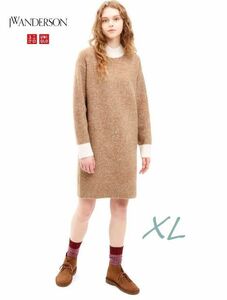 試着のみ美品です　ユニクロ×JWアンダーソン　カラーミックスハイネック　ワンピース　XL　BEIGE　ニット　軽く暖かい