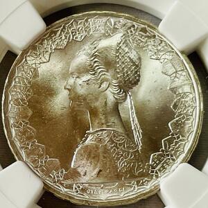 【美麗品 ルネッサンス様式の貴婦人 コロンブス船団 銀貨 】イタリア 1967 500リラ NGC MS65 サンタ・マリア号 ローマ造幣局 希少