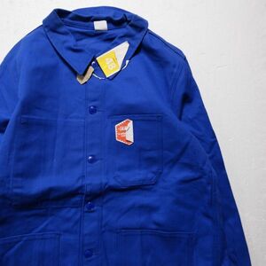 デッドストック 70’s コットンツイル フレンチ ワークジャケット 青 ブルー (48) 70年代 カバーオール ユーロ ビンテージ ヴィンテージ