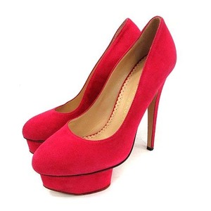 シャーロットオリンピア CHARLOTTE OLYMPIA パンプス ハイヒール ピンヒール 15cm スエード プレーントゥ 36.5 23.5cm ピンク