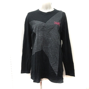 エックスガール x-girl Tシャツ カットソー チュニック 長袖 2 黒 ブラック /YI レディース