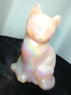 FENTON キャット CAT 猫 フェントン ピンク オパールガラス 置物