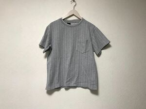 本物エヌハリウッドN.HOOLYWOODエヌハリコットンストライプ柄半袖Tシャツメンズサーフアメカジミリタリーゴルフドレス36Sグレー日本製