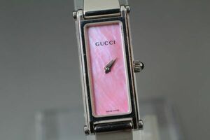 ★稼働美品★グッチGUCCI 1500L 腕時計 クォーツ ピンク　シェル文字盤　レーディス腕時計