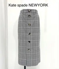 美品 Kate spade NEWYORK フロントボタンチェックスカート