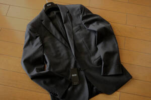 17万新品◆48=M BOSSヒューゴボス★未使用■濃灰EXTRA SLIM FIT◆ GUABELLO社Super 120ヴァージンウール高級jacket