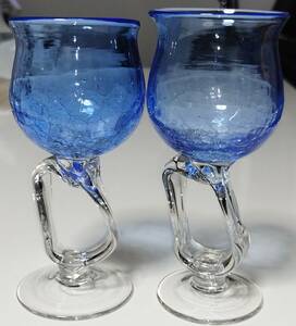 琉球ガラス　琉球浪漫ワイングラス　ブルー　EAST table (イース トテーブル) 冷酒グラス　お洒落